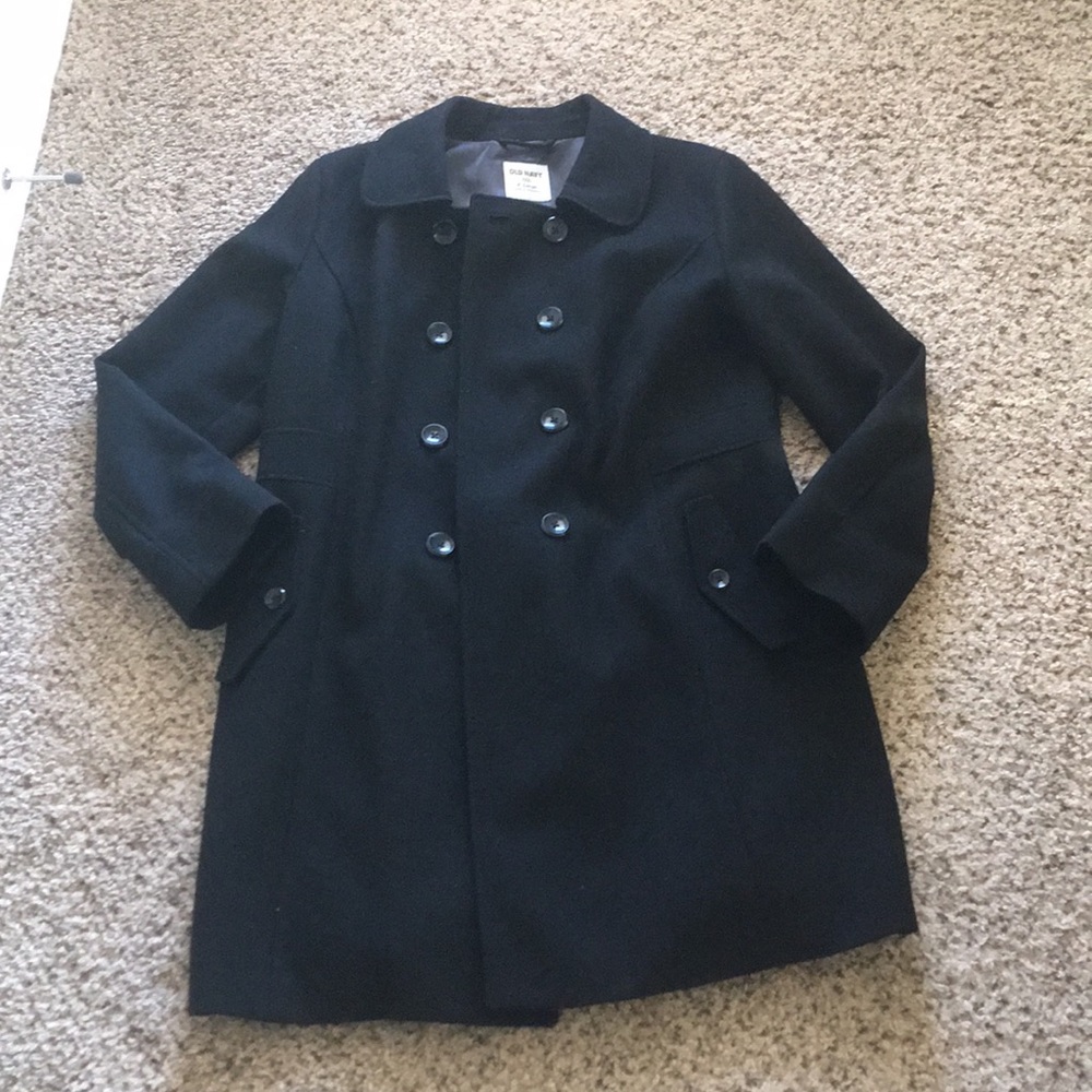 SOLD!! Old Navy Black Long Peacoat Sz XL - Picture 2 of 10